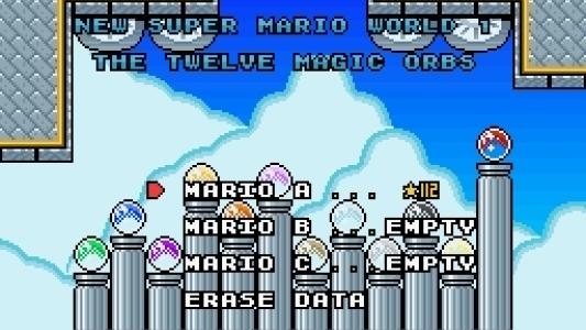 New Super Mario World 1: The Twelve Magic Orbs titlescreen